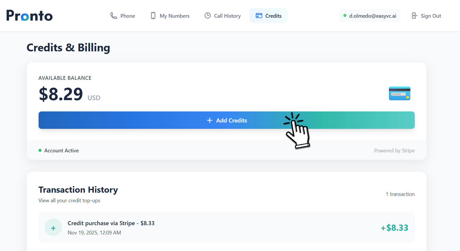 Add Credits to Your Account